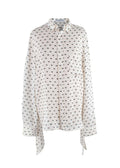 Balenciaga Ivory Monogram Silk Oversized Shirt