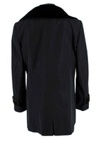 Fendi Black Short Trench Coat with Faux Fur Detail