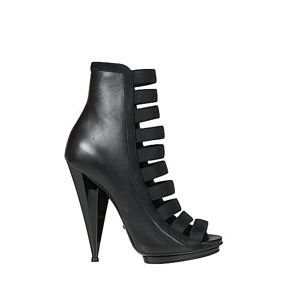 Gucci Black Strappy Cone Heel Booties