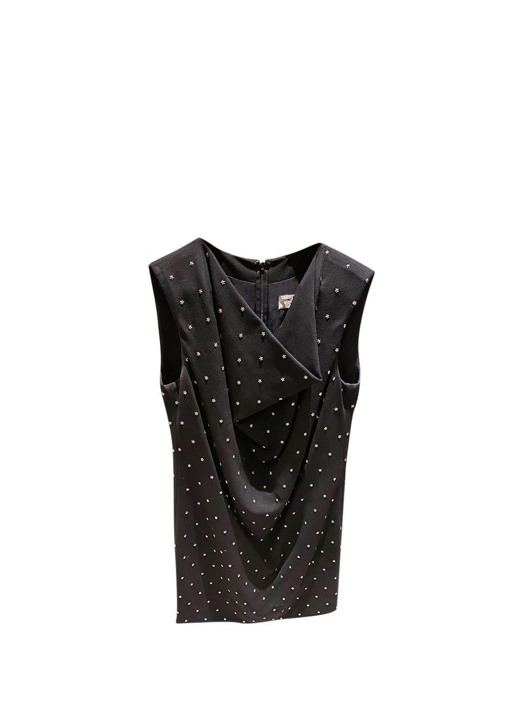 Black Wool Cowl Neck Embellished Mini Dress