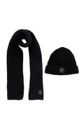 Fusalp x Zenith Black Ribbed Wool Beanie and Scarf Set