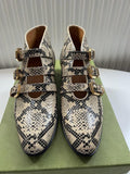 Gucci Neutral Snake-Effect Leather Ankle Boots