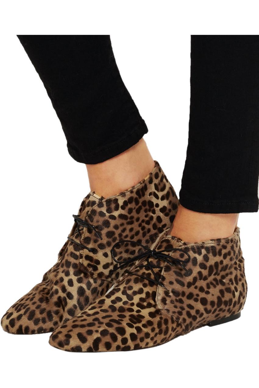 Isabel Marant Etoile leopard print lace-up boots