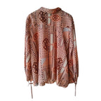 Hermes Aunage Mosaique Print Orange Neon Silk Blouse