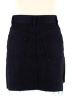 Black Denim Skirt with Silver Studded Leather Fringing