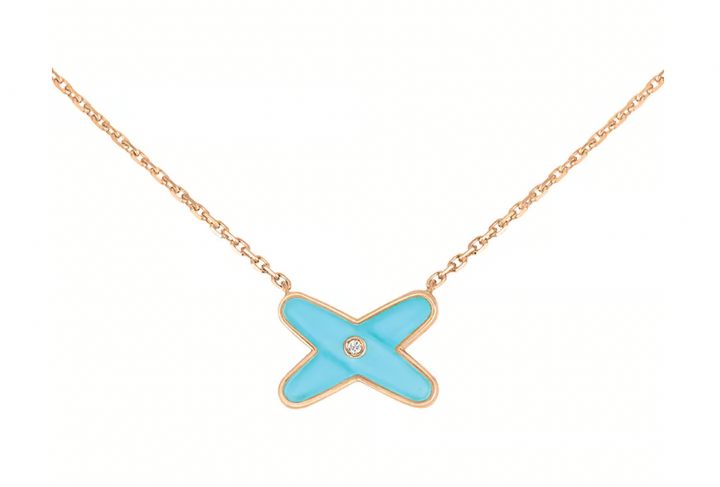 Rose Gold Blue Jeux de liens Pendant Necklace