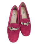 Fuschia Pink Embellished Suede Moccasins