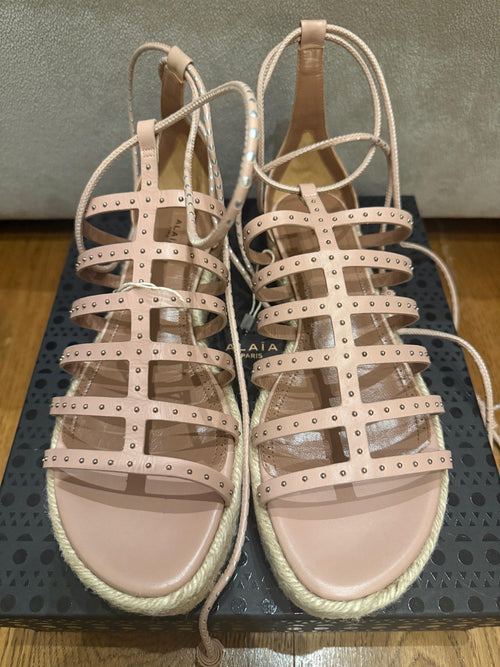 Alaia Pink Lace Up Sandals
