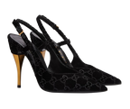 Gucci Black GG Velvet Heeled Sandals
