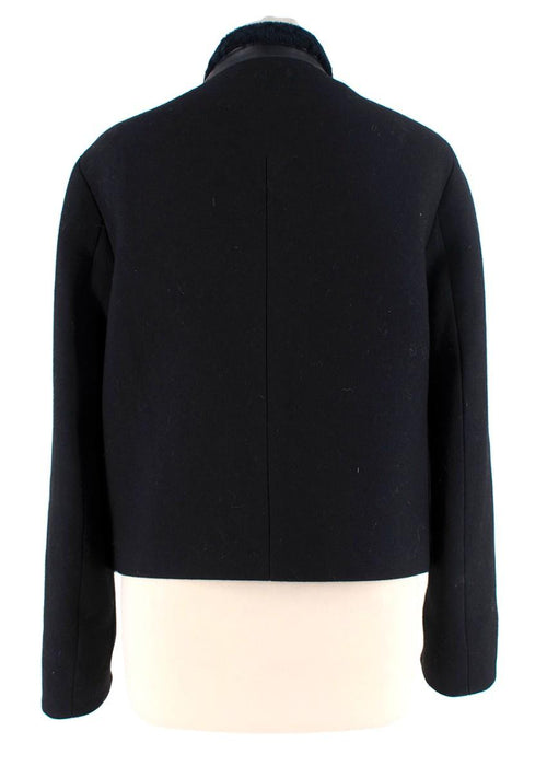 3.1 Phillip Lim Black & Midnight Blue Shearling Wool Jacket