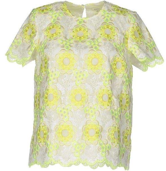 Manoush white & yellow floral lace top