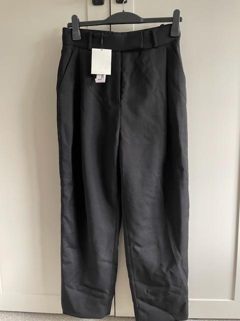 Black Wool Deep Pleat Trousers