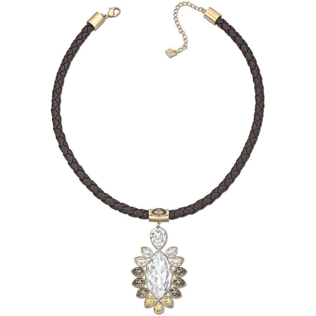 Swarovski Alabaster Pendant Gold-Plated Leather Cord