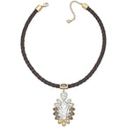 Swarovski Alabaster Pendant Gold-Plated Leather Cord