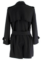 Dolce & Gabbana Black Belted Pure Wool Double Breasted  Trench Coat