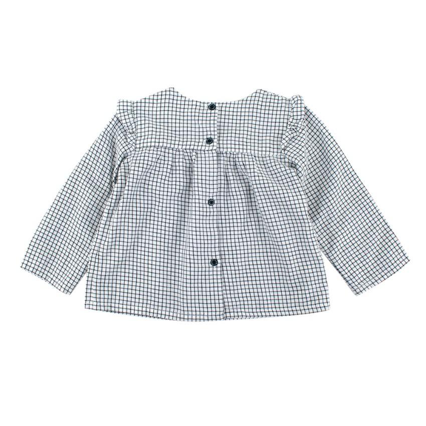 Marie Chantal White/Navy Check Cotton Long Sleeve Shirt