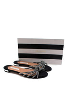 Aquazzura Black Crystal Flat Slides