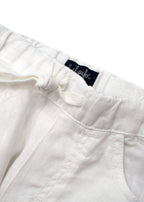 Kids white cotton draw string trousers