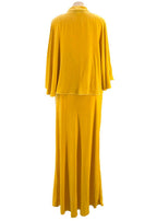 Crystal Embellished Yellow Velvet Gown & Cape