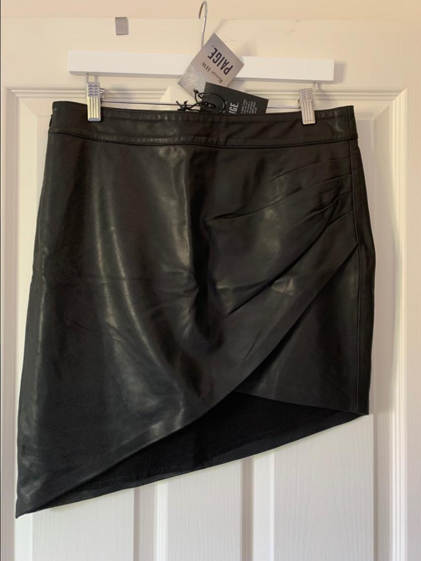 Paige x Rosie HW Frederica Faux Leather Asymmetric Skirt