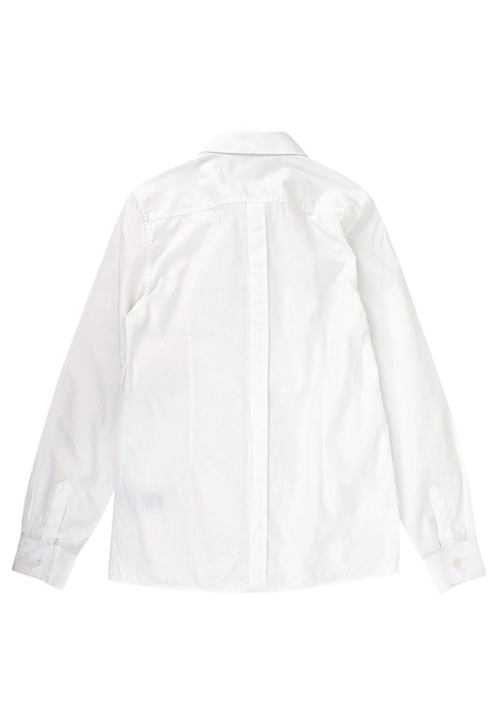 Kids Pleated White Cotton Fitted Shirt