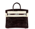 Hermes Birkin 25 in Bordeaux Shiny Niloticus Crocodile with Palladium Hardware