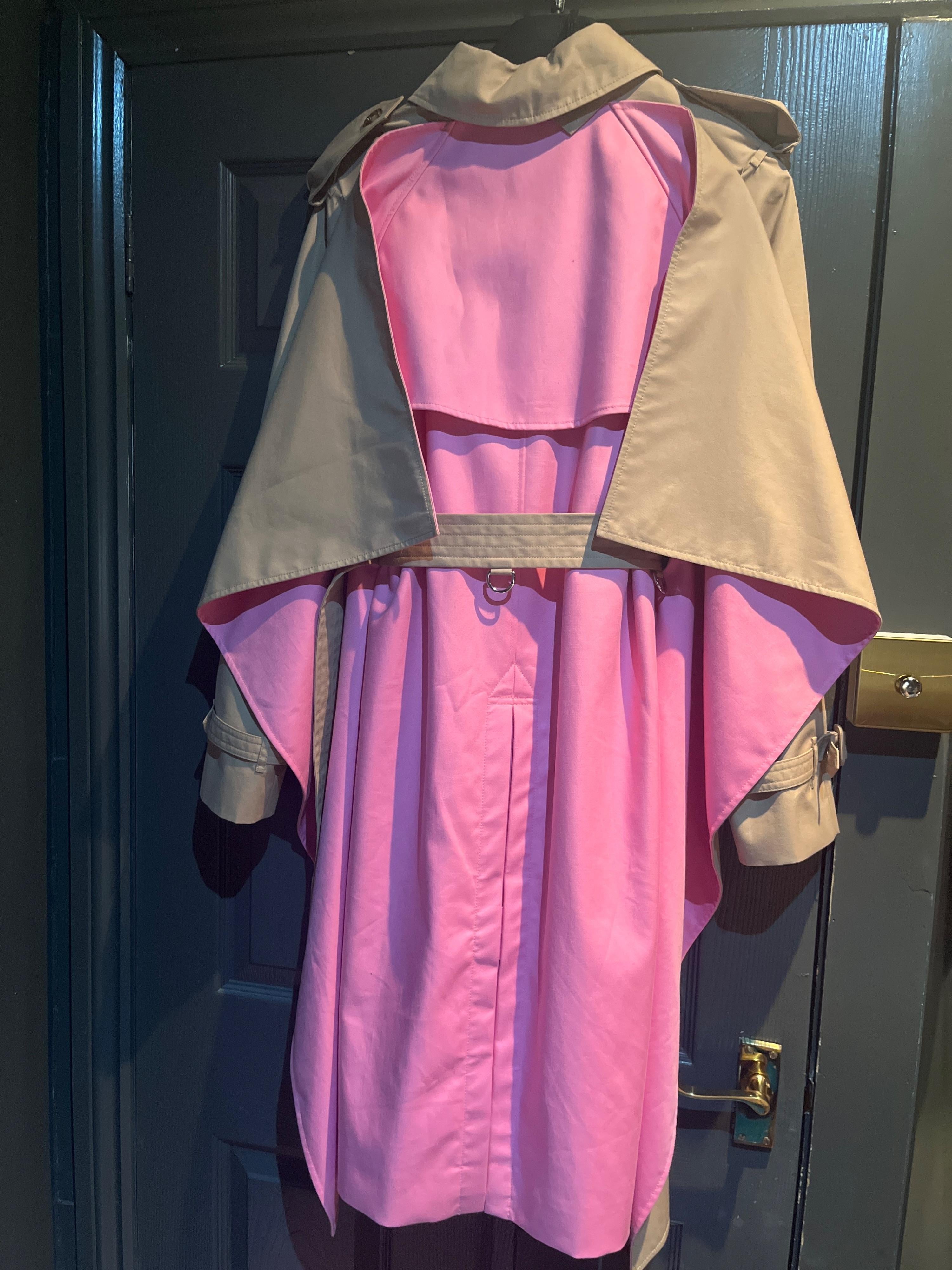 Burberry Soft Fawn Cape Trench Coat with Contrast Detail