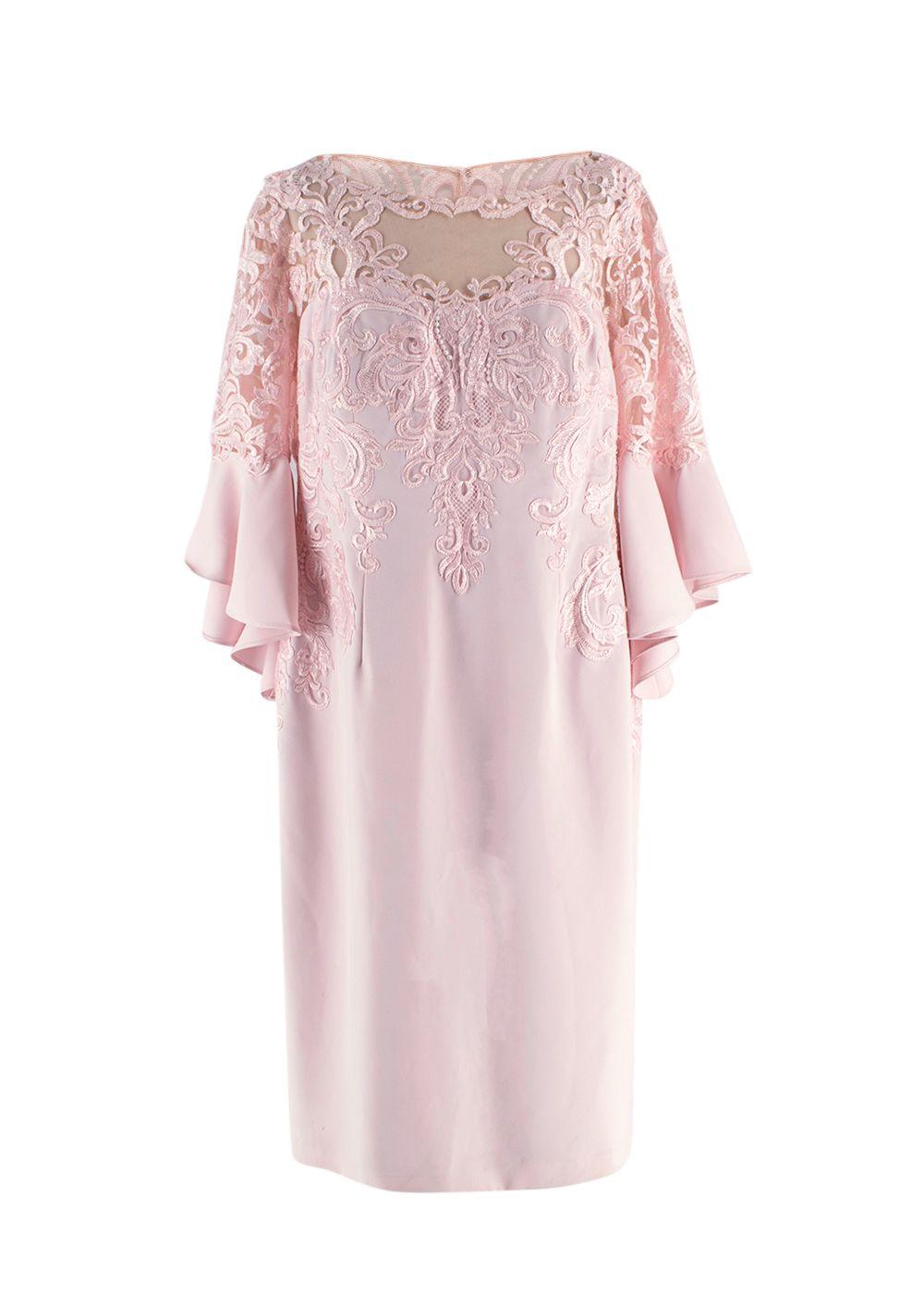 John Charles Pink Midi Dress with Lace Detail