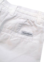 Kids White Cotton Cargo trousers