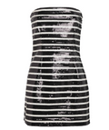 Veronica Beard Cala Strapless Striped Sequined Mini Dress
