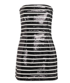 Veronica Beard Cala Strapless Striped Sequined Mini Dress