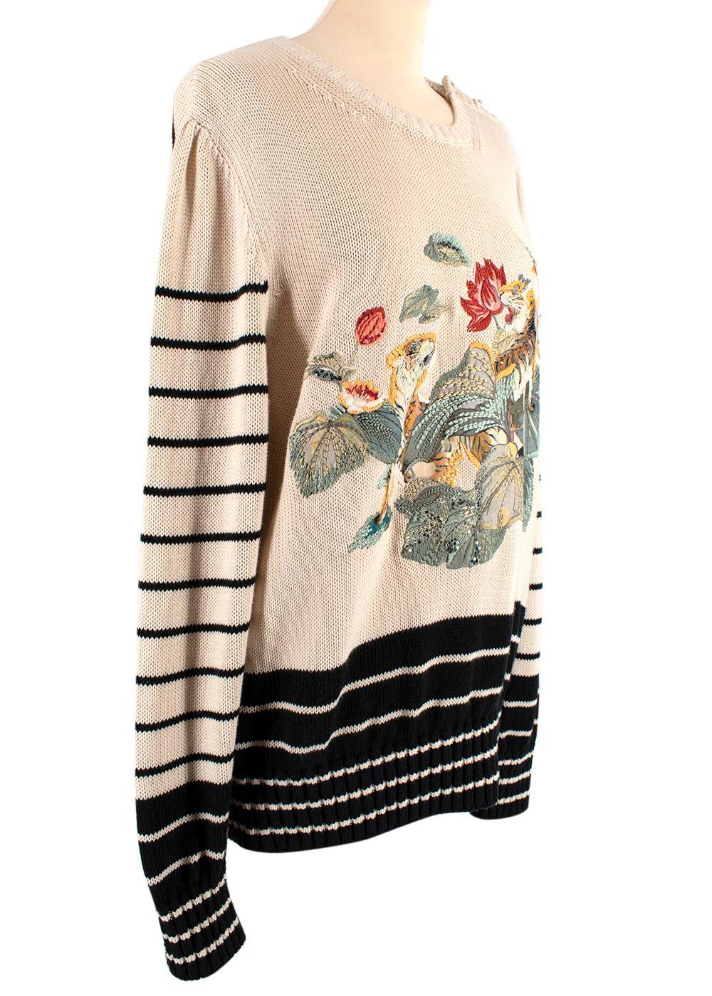 Jungle Embellished Stripe Knit Jumper