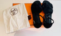 Hermes Black Velvet Santorini Sandals Sold Out
