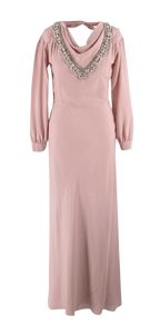 Miu Miu Blush Pink Crystal Embellished Silk Gown