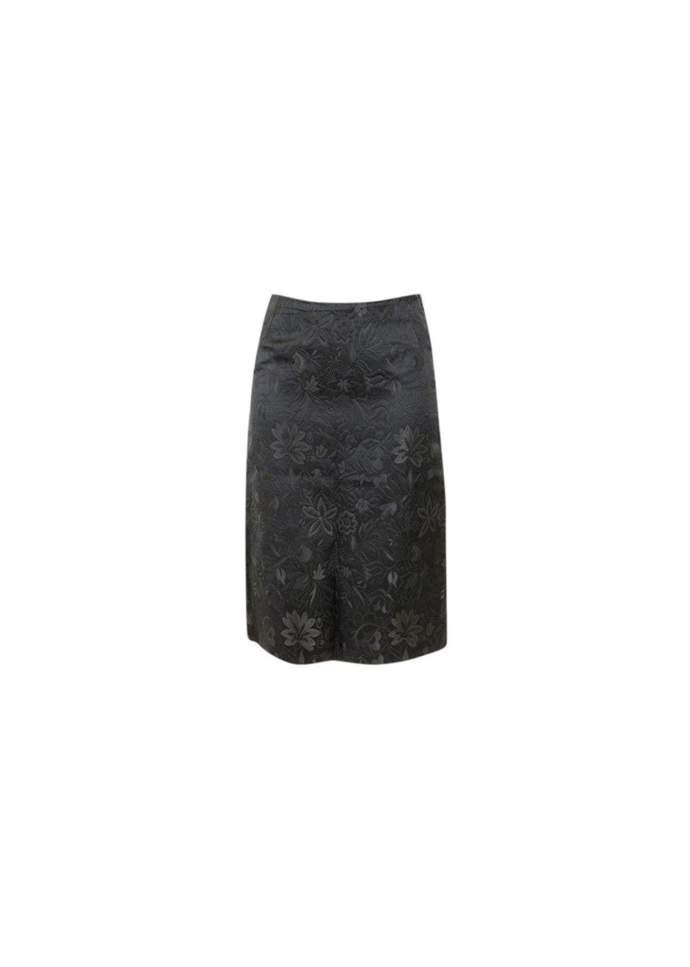 black floral embroidered skirt