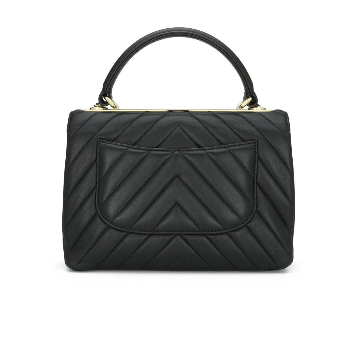 Chanel Black Chevron Small Trendy CC Top Handle Bag