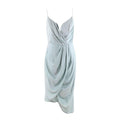 Blue Washed Silk Satin Cocktail Dress