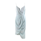 Blue Washed Silk Satin Cocktail Dress