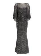 Talbot Runhof Cape-effect Sequined Jersey Gown