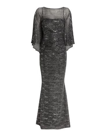 Talbot Runhof Cape-effect Sequined Jersey Gown