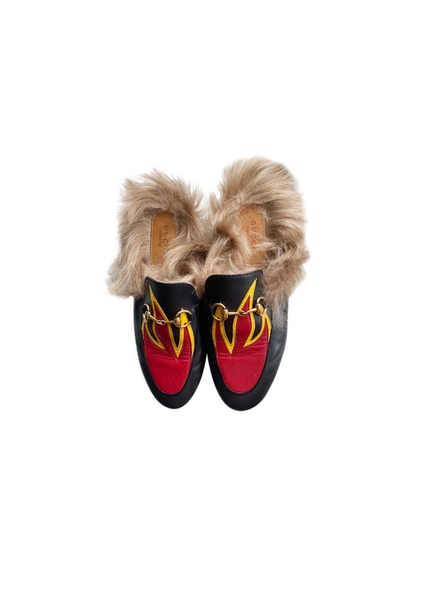 Black & red applique leather Princetown loafers
