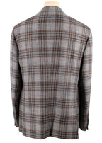 Pal Zileri Vicenza Grey Check Wool, Linen & Silk Blazer
