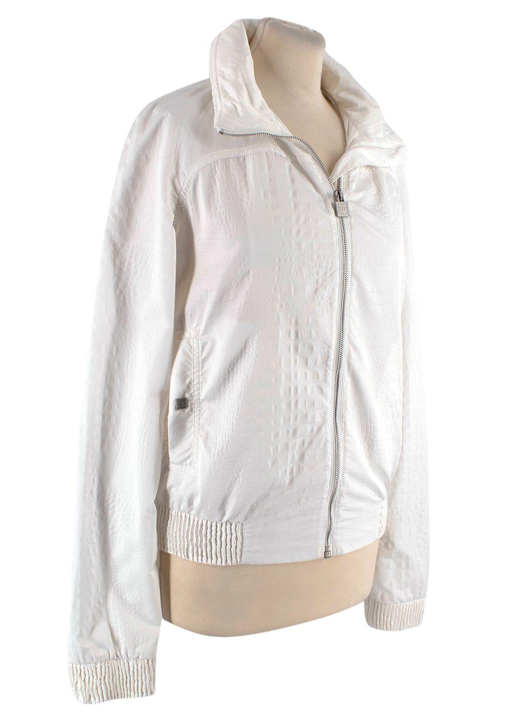 Chanel White Zip Up Jacket