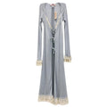 Blumarine Blue Velvet Bows & Cream Leavers Lace Soft Overcoat Cardigan