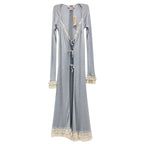 Blumarine Blue Velvet Bows & Cream Leavers Lace Soft Overcoat Cardigan