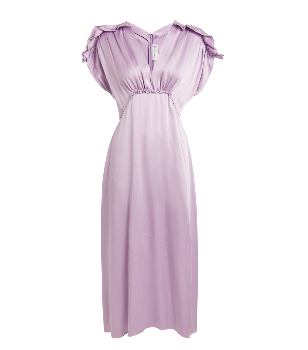 Victoria Beckham Ruffled Satin-Crepe Midi Dress