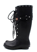 Hunter Black Lace Up Embellished Festival Wellington Boots