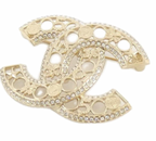 Chanel Coco Mark Double C Gold Metal Brooch