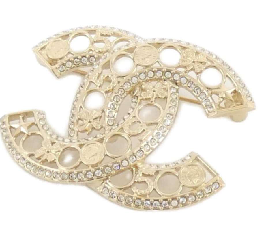 Chanel Coco Mark Double C Gold Metal Brooch