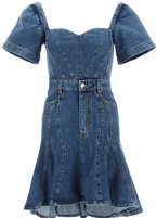 Alexander McQueen Denim Fluted Mini Dress